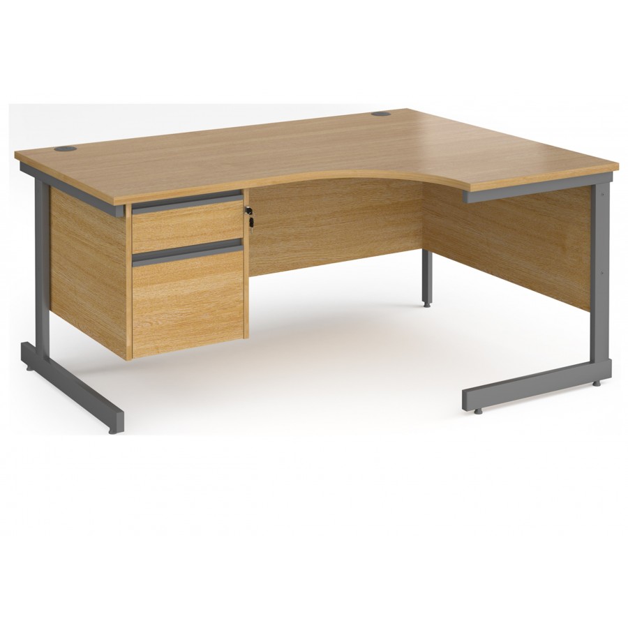 Contract Cantilever Ergonomic Desk with Two Drawer Pedestal